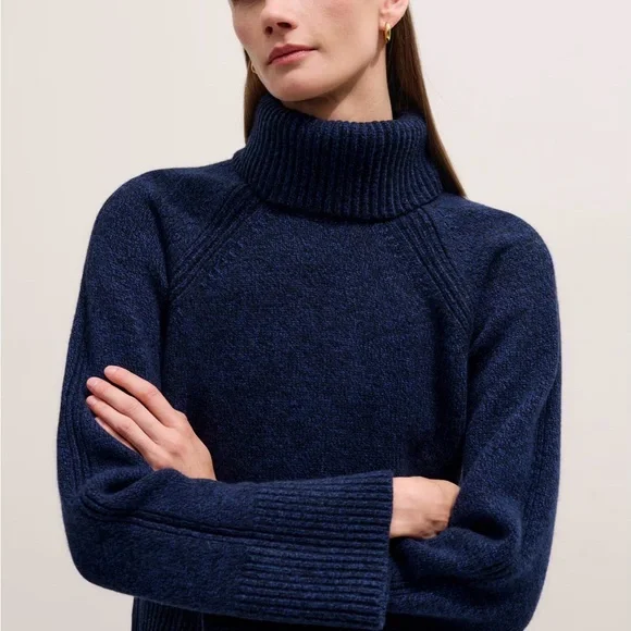 Me+Em Women's Merino Wool Cashmere Roll Neck Jumper Detachable  Blue Small - Picture 7 of 8